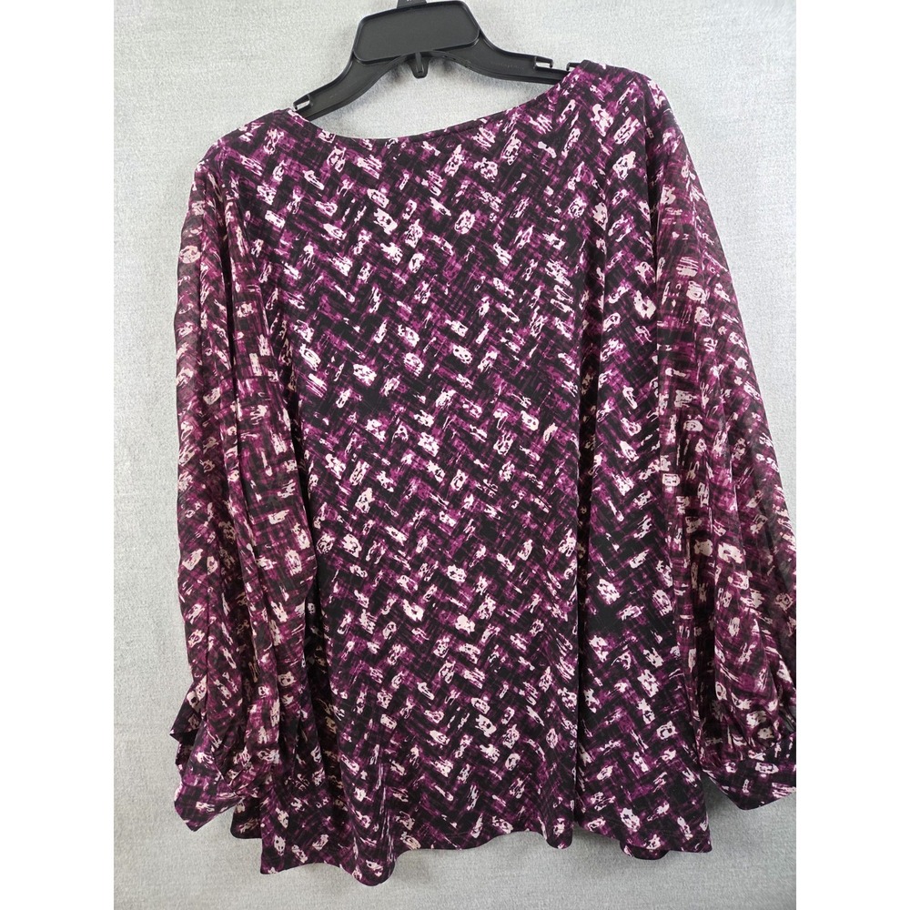 Calvin Klein 1X Purple Geo Print Top Liquid Knit Stretch Career Whimsigoth Vamp - Picture 2 of 7